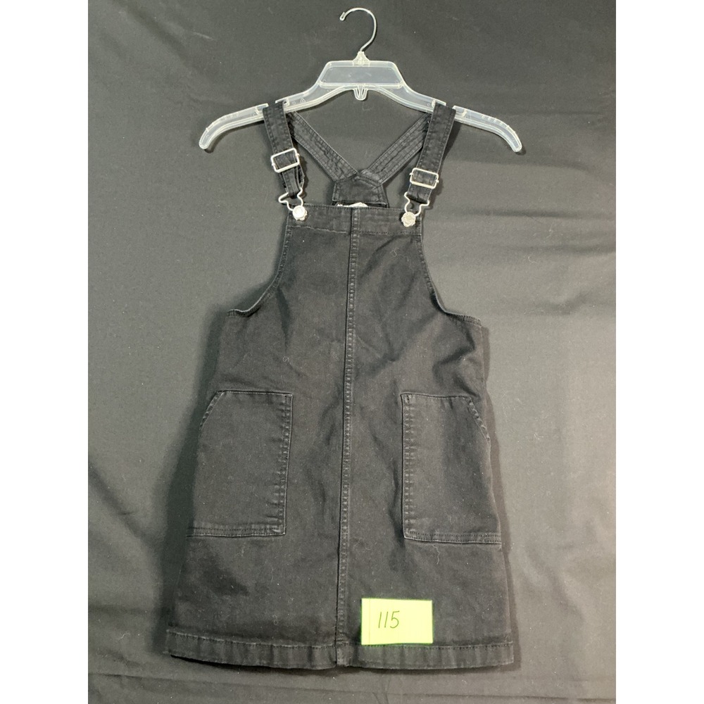 HM Girls Black Denim Pinafore Overall Dress Size 10 Adjustable Straps Jumper